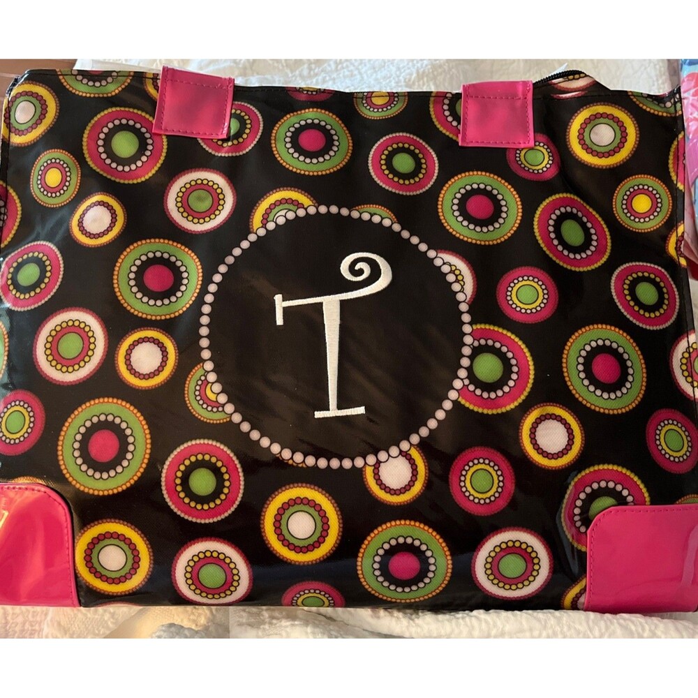 Mainstreet Collection Monogram T Polka Dot Insulated Tote Bag Double Handles